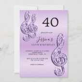 Invitation Notes de musique Lilac Glitzy Anniversaire (Devant)