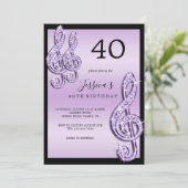 Invitation Notes de musique Lilac Glitzy Anniversaire (Debout devant)