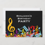 Invitation Notes de musique mélangée colorée Anniversaire (Devant)