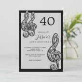 Invitation Notes de musique noire glitzy Anniversaire (Debout devant)