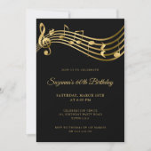 Invitation Notes de musique or élégant Moderne 60e anniversai (Devant)