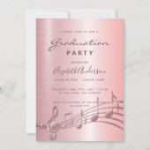 Invitation Notes de musique rose pâle de la fête de graduatio (Devant)