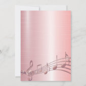 Invitation Notes de musique rose pâle de la fête de graduatio (Dos)