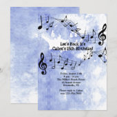 Invitation Notes de musique sur fond bleu (Devant / Derrière)