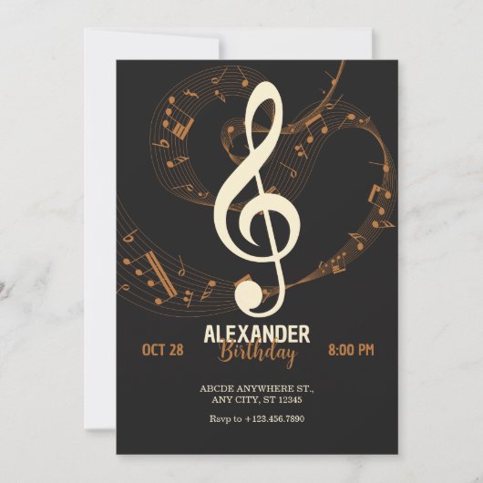 Invitation Notes de musique symphonie (Devant)