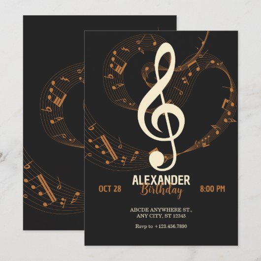 Invitation Notes de musique symphonie  (Devant / Derrière)