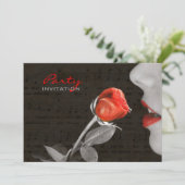 Invitation notes de musique valentines florissantes roses rou (Debout devant)