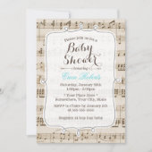 Invitation Notes de musique vintage Baby shower élégant (Devant)