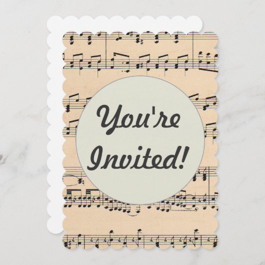 Invitation Notes de partition vintage (Devant / Derrière)