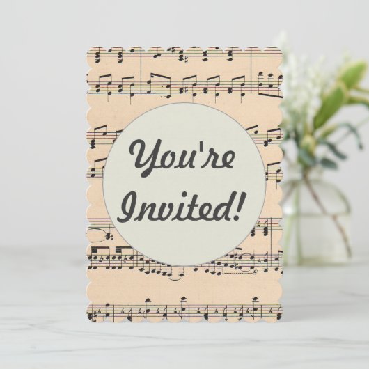 Invitation Notes de partition vintage (Debout devant)