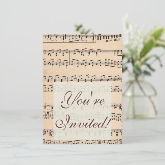 Invitation Notes de partition vintage (Debout devant)