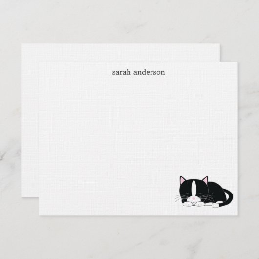 Invitation Notes de remerciement de Sleeps Cat Flat (Devant / Derrière)