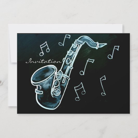 Invitation Notes de saxophone et de musique (Devant)