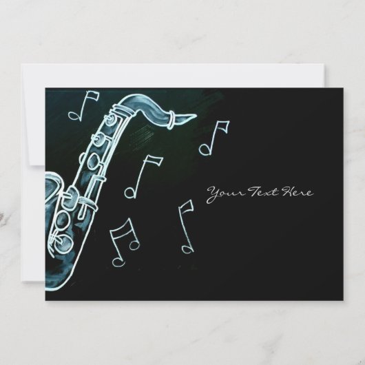 Invitation Notes de saxophone et de musique (Dos)
