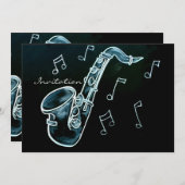 Invitation Notes de saxophone et de musique (Devant / Derrière)