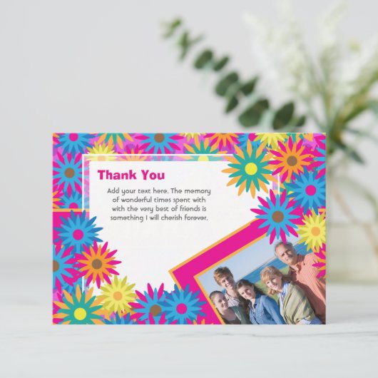 Invitation Notes hippies heureuses de Merci de flower power (Debout devant)