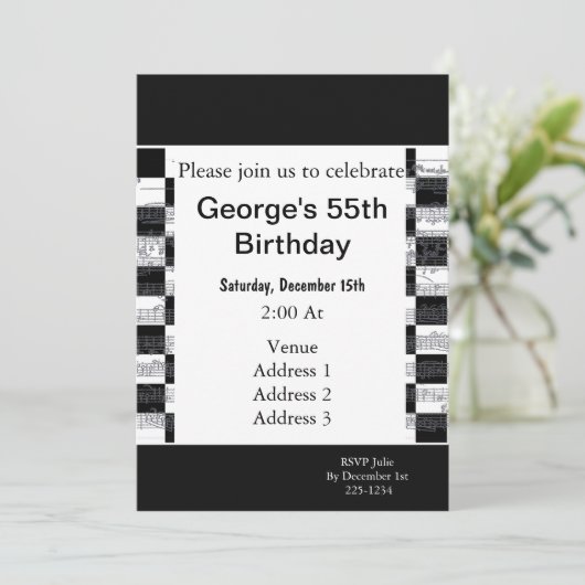 Invitation Notes musicales Anniversaire (Debout devant)