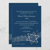 Invitation Notes musicales Bar Mitzvah Silver avec option de  (Devant / Derrière)