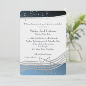 Invitation Notes musicales Bar Mitzvah Silver et Blue (Debout devant)