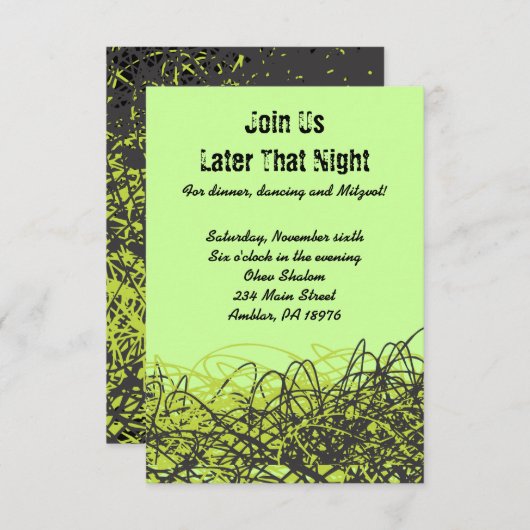 Invitation NOTES MUSICALES CRAZY Bat mitzvah Party Card (Devant / Derrière)