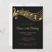 Invitation Notes musicales du 70e anniversaire Gold Elegant M (Devant)