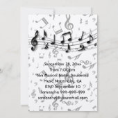 Invitation Notes musicales en noir et gris pour la fête d'ann (Dos)