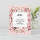 Invitation Notes musicales et Fleurs Vintage Style Mariage (Debout devant)