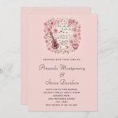Invitation Notes musicales et Fleurs Vintage Style Mariage (Devant / Derrière)