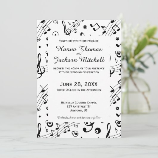 Invitation Notes musicales Mariage musical (Debout devant)