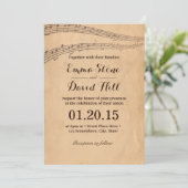 Invitation Notes musicales Mariage musical Vintage (Debout devant)