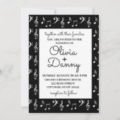 Invitation Notes musicales Mariage noir et blanc (Devant)