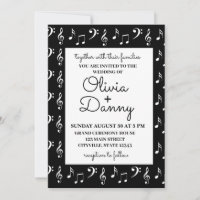 Notes musicales Mariage noir et blanc
