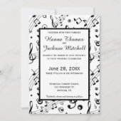 Invitation Notes musicales Noir et Blanc moderne (Devant)
