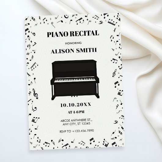 Invitation notes musicales pour piano