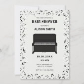 Invitation Notes musicales pour piano baby shower (Devant)