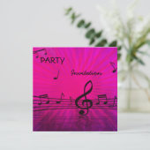Invitation Notes musicales roses de la soirée d'invitation (Debout devant)