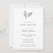 Invitation Notes musicales simples Concert noir et blanc (Devant)