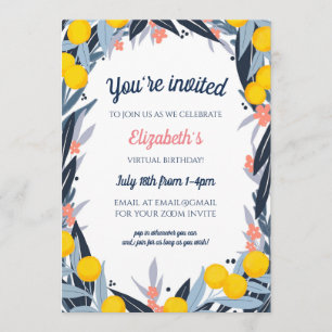 Invitation Notes tropicales Partie d'anniversaire virtuelle