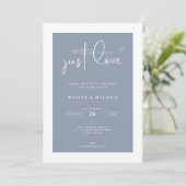 Invitation Nothing Fancy Just Love Dust Blue Elegant Wedding (Debout devant)