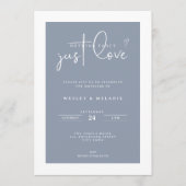Invitation Nothing Fancy Just Love Dust Blue Elegant Wedding (Devant)