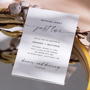 Invitation Nothing Fancy Just Love - Mariage photo minimalist