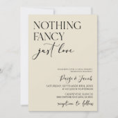 Invitation Nothing Fancy Just Love Minimalist Casual Wedding (Devant)