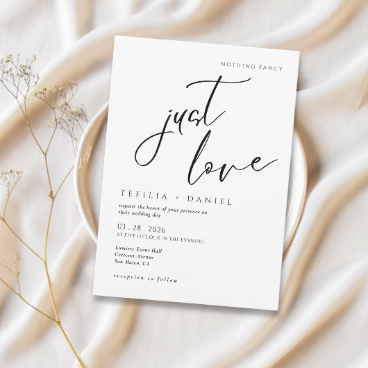 Invitation Nothing Fancy Just Love Minimalist Elegant wedding