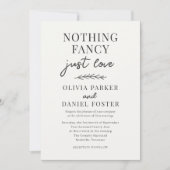 Invitation Nothing Fancy Just Love Minimalist Simple Wedding (Devant)