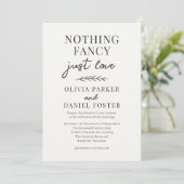 Invitation Nothing Fancy Just Love Minimalist Simple Wedding (Debout devant)
