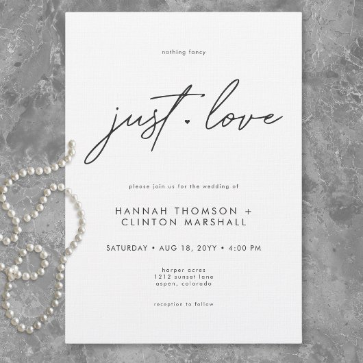 Invitation Nothing Fancy Just Love Minimalist Wedding