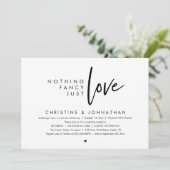 Invitation Nothing Fancy, Just Love, Modern Wedding Reception (Debout devant)