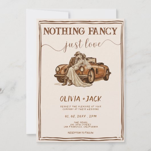 Invitation Nothing Fancy Just Love Photo QR Code Wedding (Devant)