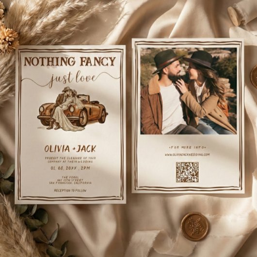 Invitation Nothing Fancy Just Love Photo QR Code Wedding  