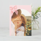Invitation Nothing Fancy Just Love Pink Bow Photo Wedding (Debout devant)